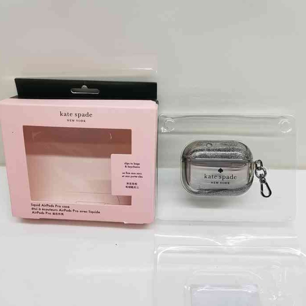NWT Kate spade New York silver liquid glitter AirPods Pro Case